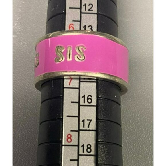 Big Sis Engraved Pink and Silver Tone Band Ring Size 6 - Picture 5 of 5